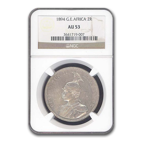 1894 German East Africa Two Rupien AU-53 NGC 1894 German East Africa Two Rupien AU-53 NGC